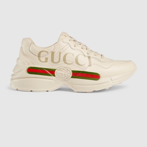 Gucci Logo Rhyton Leather Sneaker W10/ M7 - Picture 2 of 10